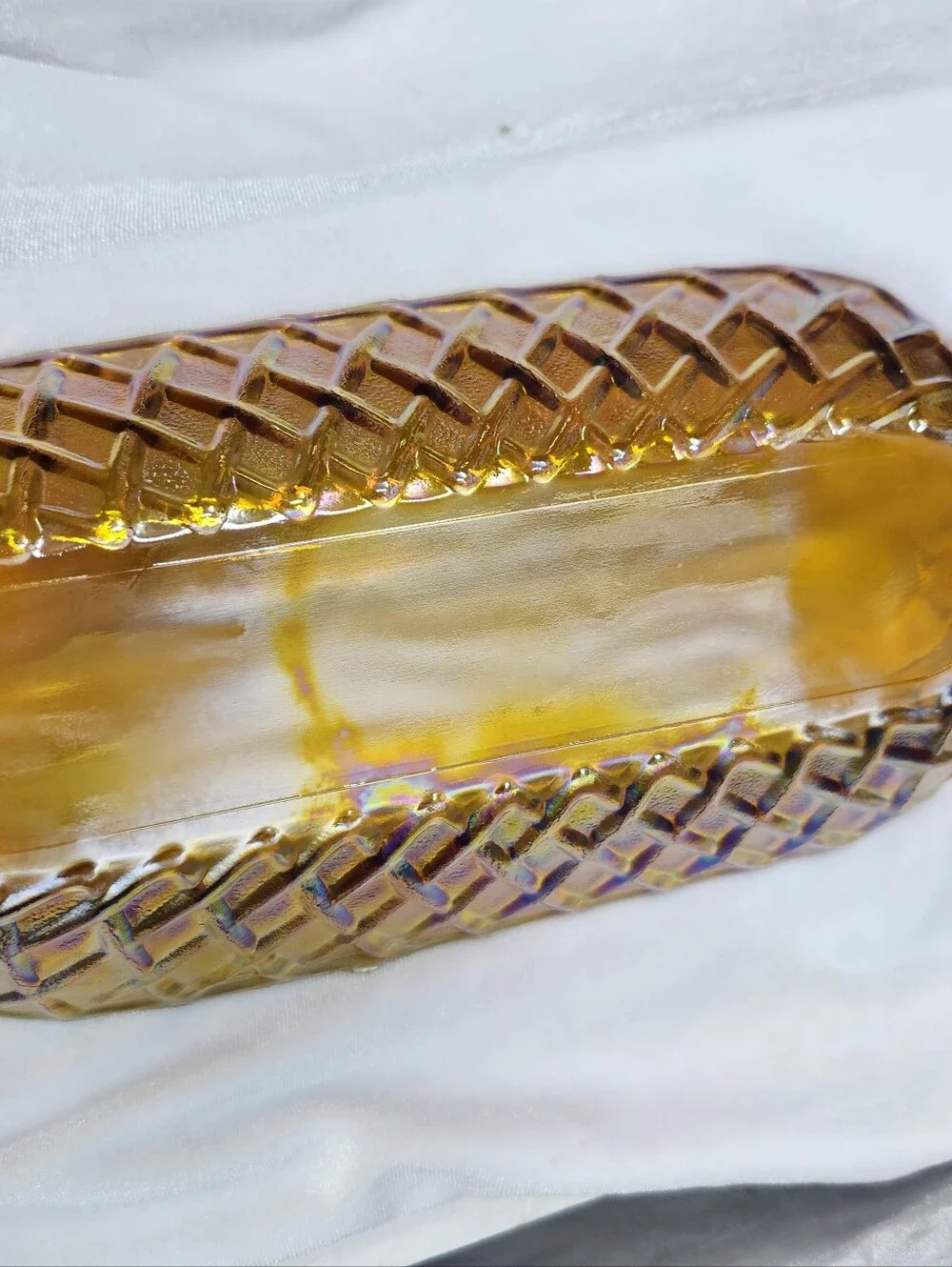 vintage amber glass dish